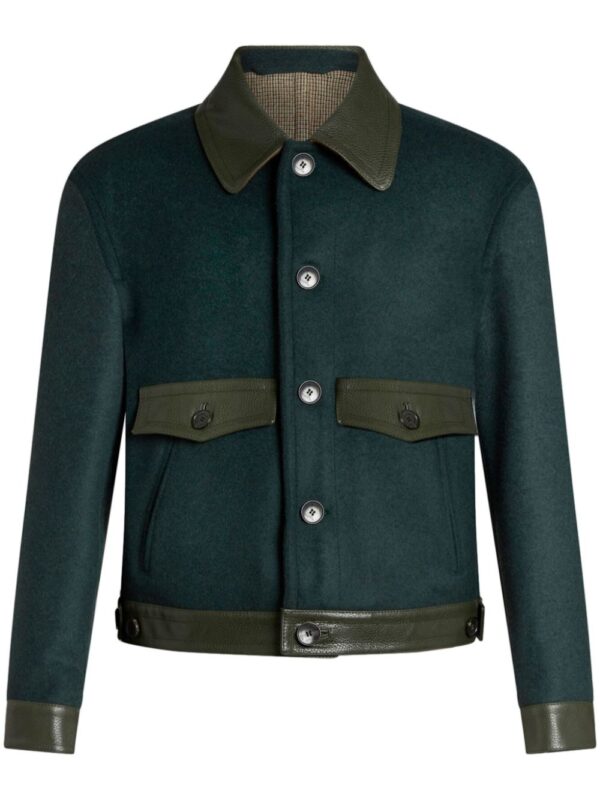 ETRO leather-trimmed shirt jacket